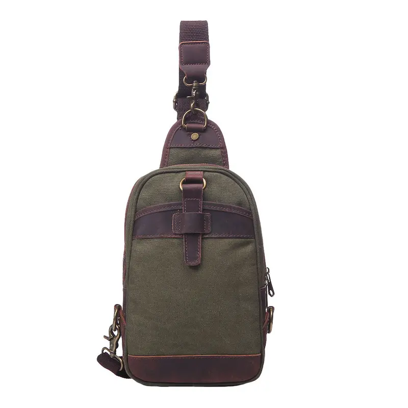 Brand Fashion Men Women Canvas Shoulder Bag Crazy Horse Vintage Travel Leather Crossbody Bag Causal Chest Bag Bolsa 3