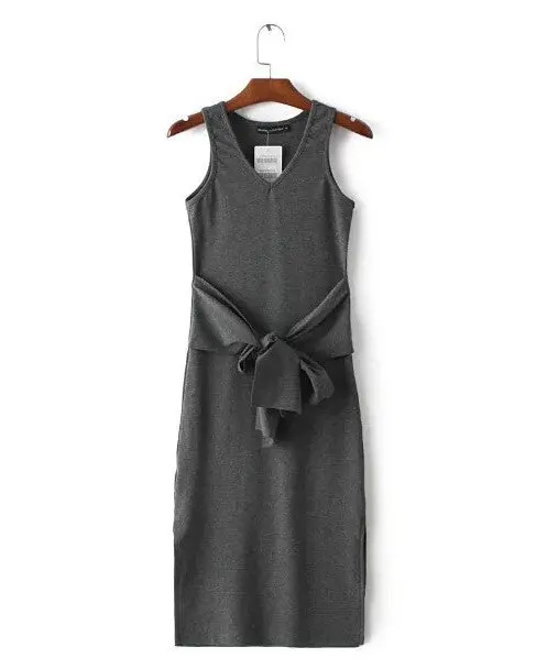 Brandy Slit V Neck Sashes Bodycon Long Dress Woman Slite Office Dess Robe Longue Femme Vestido De Festa Elbise Jurken S M 5