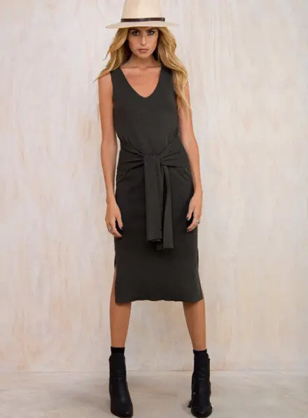 Brandy Slit V Neck Sashes Bodycon Long Dress Woman Slite Office Dess Robe Longue Femme Vestido De Festa Elbise Jurken S M 8
