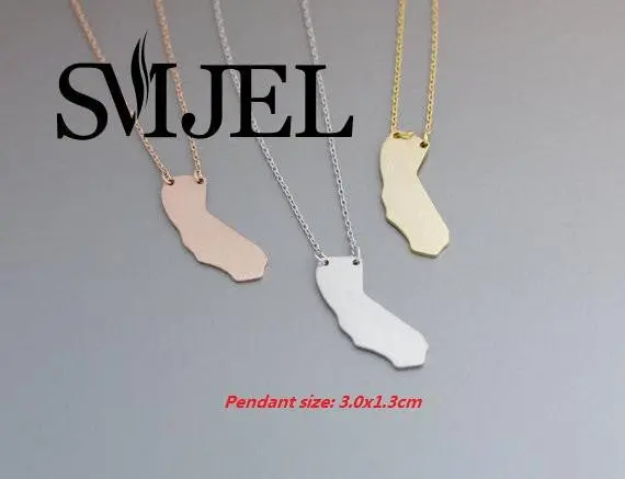 Brass 18K Gold Cali Nia Map Shape Necklace Geometric Necklaces N128 1
