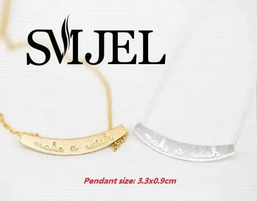 Brass 18K Gold Plated Simple Make A Wish Necklace Letter Necklaces N123 1