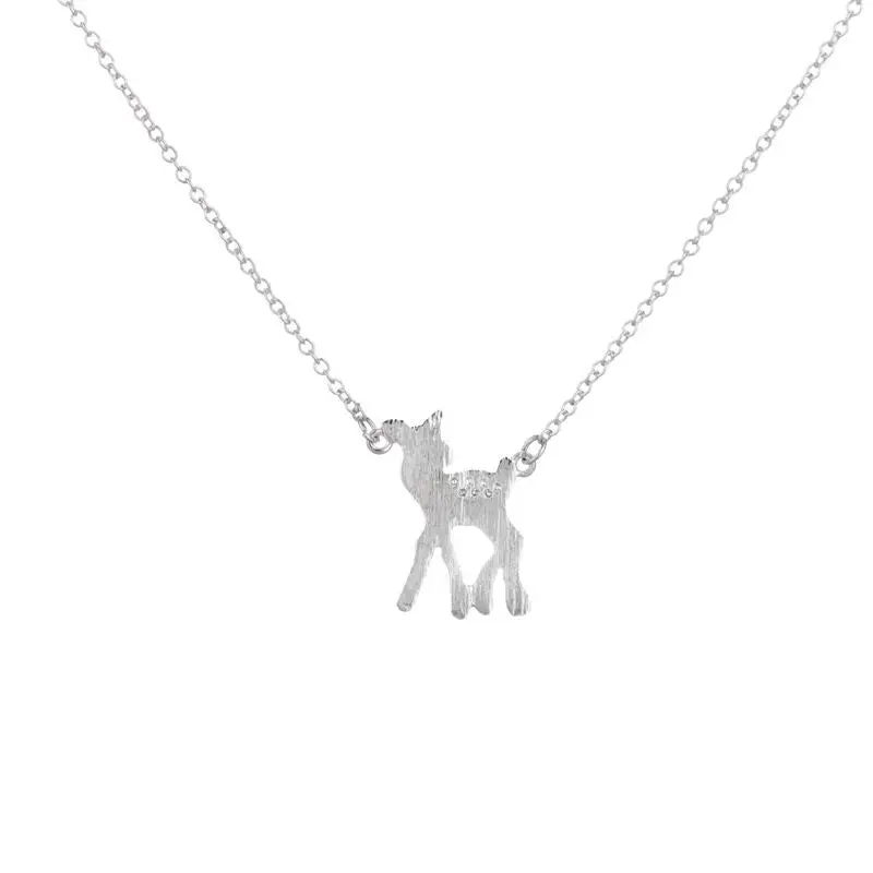Brass Baby Deer Necklace Cute Animal Necklace 10Pcs-N112 1