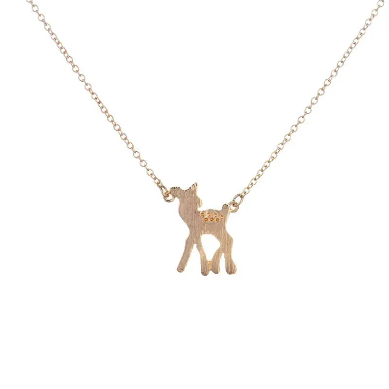 Brass Baby Deer Necklace Silver Plated Animal Necklace 30Pcs-N112 1