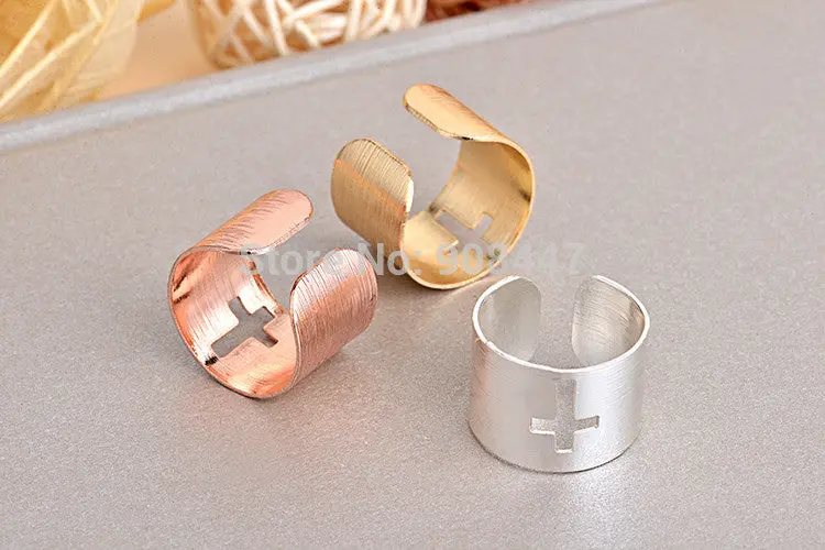Brass Band Ring,Cross Ring,Adjustable Ring Gift R221 1
