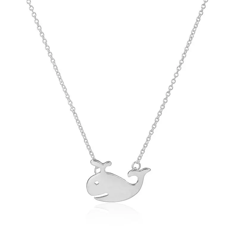Brass Cute Whale Pendant Necklace Fish Shark Necklace 10Pcs-N117 1