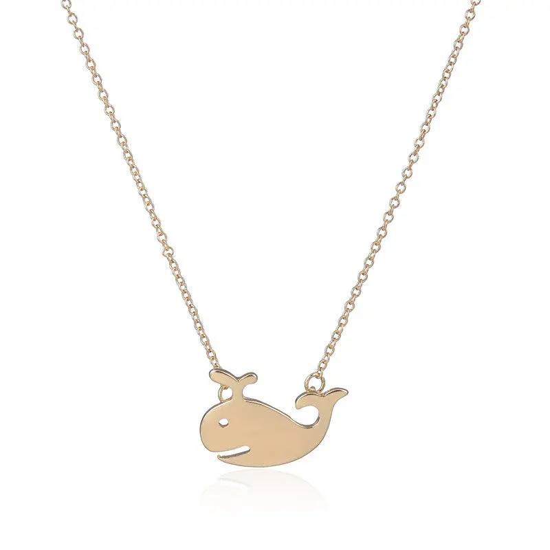Brass Cute Whale Pendant Necklace Fish Shark Necklace 10Pcs-N117 2