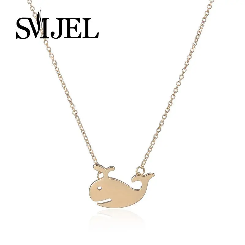 Brass Cute Whale Pendant Necklace Fish Shark Necklace N117 1