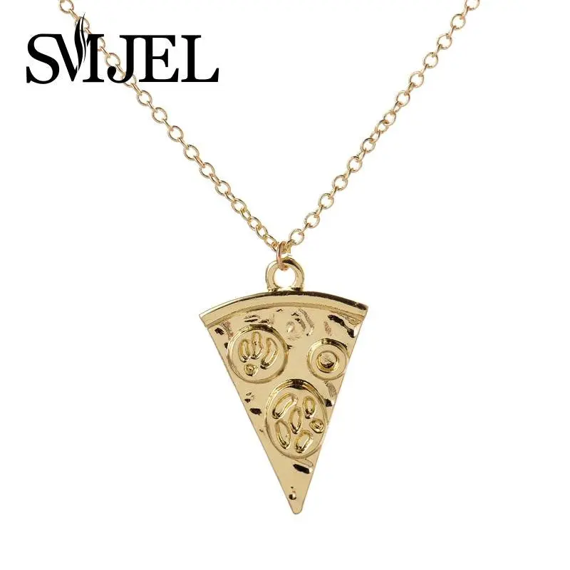 Brass Long Chain Pizza Statet Necklace Cute Personalized Food Pendant Necklaces Wedding Party Gifts N190 1