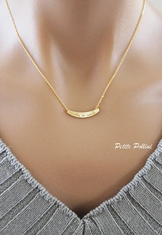 Brass Simple Make A Wish Necklace Letter Necklace Birthday Gifts 30Pcs-N123 2