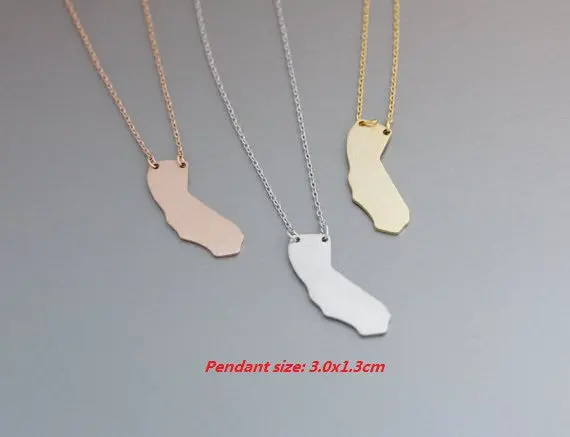 Brass Simple Simple Cali Nia Map Shape Necklaces Vintage Gifts 10Pcs-N128 1