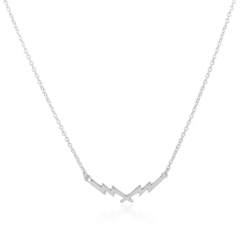 Brass Thunder Lightning Bolt Pendant Necklace 10Pcs-N115 1