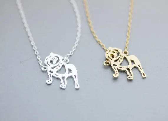 Brass Tiny Bulldog Necklace Animal Pug Dog Necklaces Necklaces N118 1