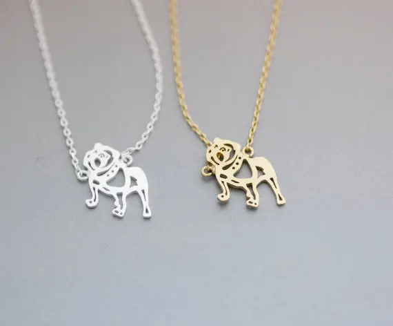 Brass Tiny Bulldog Necklace Animal Pug Dog Necklaces Necklaces N118 2