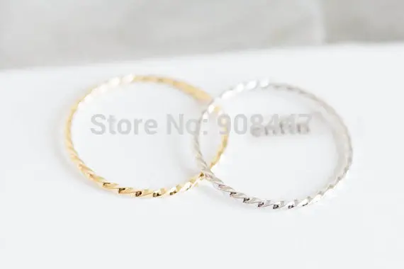 Brief Twisted Rope Small Ring 18K Gold Plated Austrian Crystal Ring R214 1
