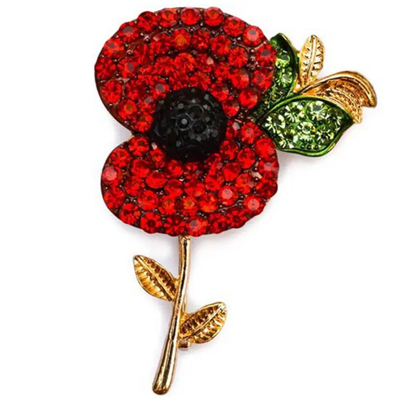 Brooches For Women Gem A Stunning Bright Red Crystal Poppy Brooch With Elements Fast Shipping Feida 1