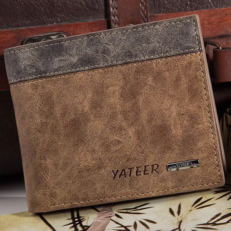 Brown Men's Leather Wallet Id Credit Card Holder Money Purse Clutch Pockets Carteira Masculina 2