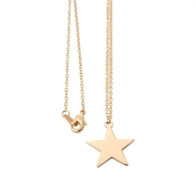 Brushed Star Pendants Necklaces The Five-Pointed Star Necklace Birthday Gifts 10Pcs-N009 1