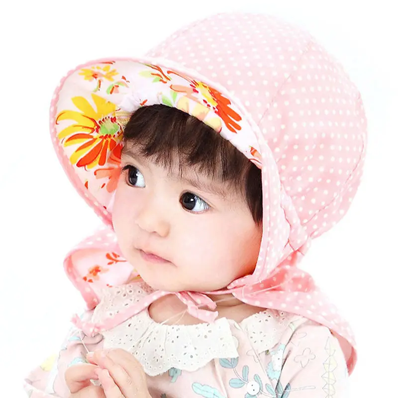 Bucket Hat Baby Girl Hat Infant Floral Bowknot Bonnet Hats Cap Sun Hat 1