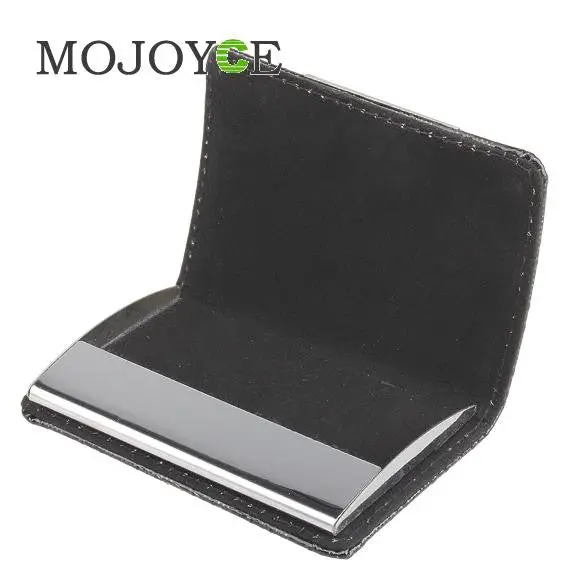 Business Id Credit Name Card Wallet Black Holder Case Unfold Style Hard Leather 2