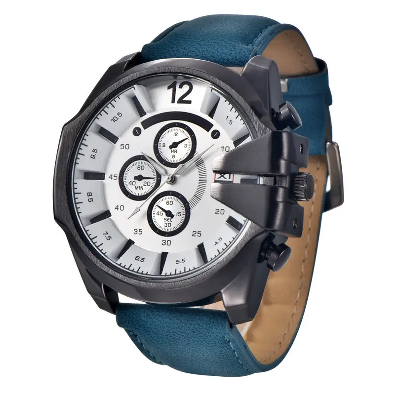 Business Watch Relogio Masculino Vintage Brown Mens Watches Top Luxury Steel Case Date Leather Sport Quartz Watch 2