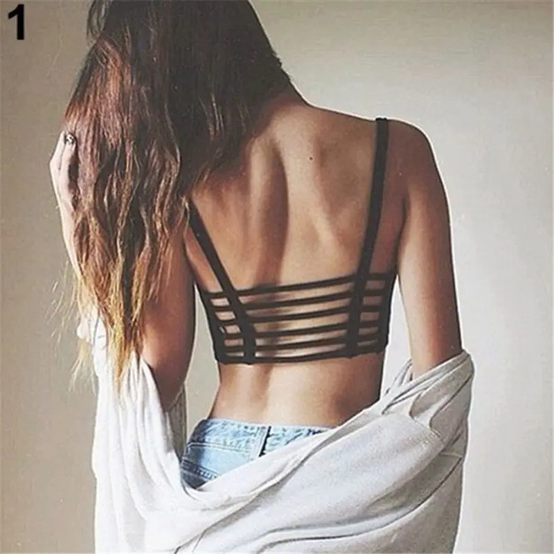 Bustier Crop Top Bust Padded Bandage Crop Top Women Tops Black White Strap Bralette Hollow Out Tops Cropped 1