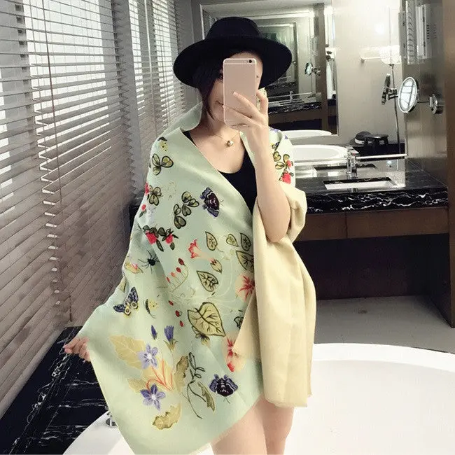 Butterfly Jacquard South Korea Sweet Style Plush Thickening Warm Scarf Curling Imitation Cashmere Shawl 2