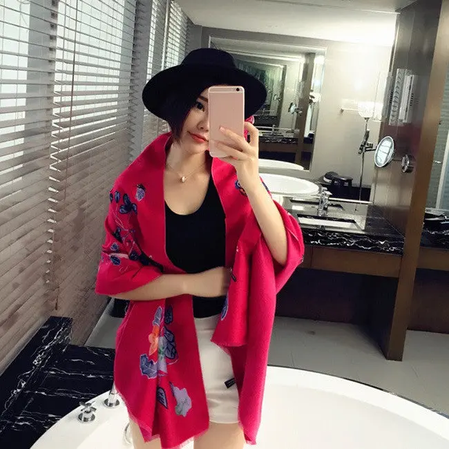 Butterfly Jacquard South Korea Sweet Style Plush Thickening Warm Scarf Curling Imitation Cashmere Shawl 3