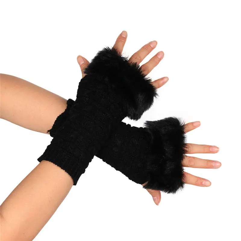 Butterfly Knitted Arm Fingerless Gloves Women Soft Warm Mitten Gloves Fast Shipping Feida 1