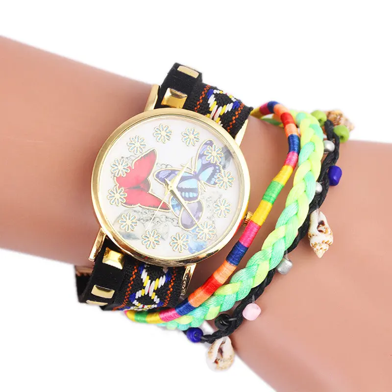 Butterfly Pattern Knitting Dial Quartz Casual Wrist Watch Bracelet Watch Feida 1