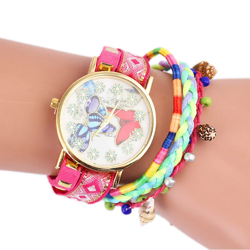 Butterfly Pattern Knitting Dial Quartz Casual Wrist Watch Bracelet Watch Feida 4