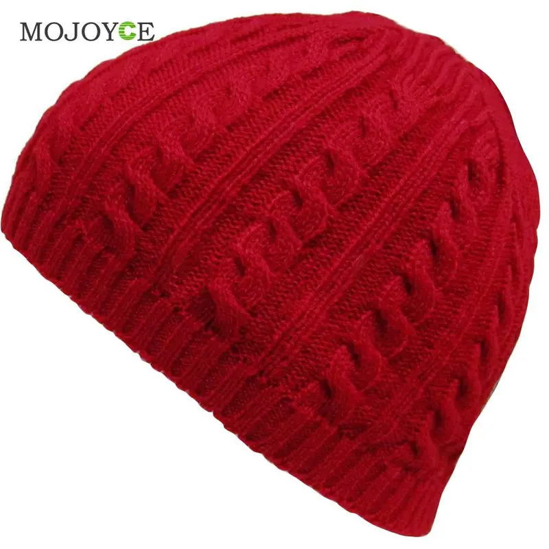 Cable Knit Warm Crochet Hat Braided Baggy Beret Cuffless Beanie Cap 1