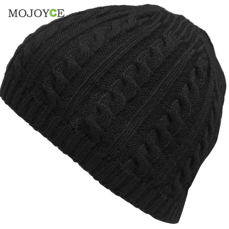 Cable Knit Warm Crochet Hat Braided Baggy Beret Cuffless Beanie Cap 2