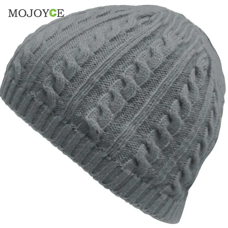 Cable Knit Warm Crochet Hat Braided Baggy Beret Cuffless Beanie Cap 3