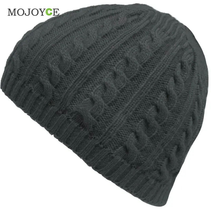 Cable Knit Warm Crochet Hat Braided Baggy Beret Cuffless Beanie Cap 4
