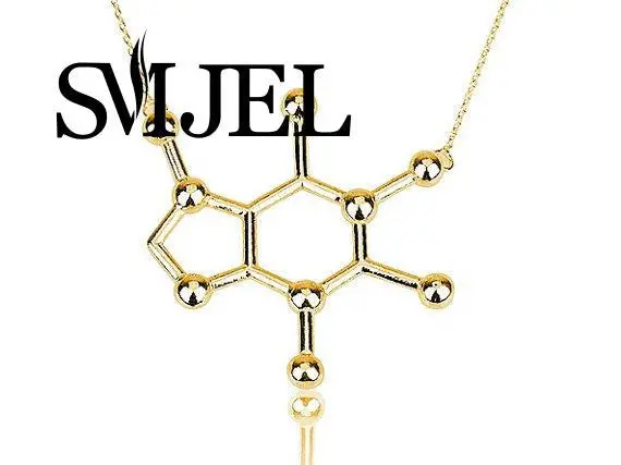 Caffeine Molecule Necklace Chemistry Structure Necklace Personalized Necklace N137 1