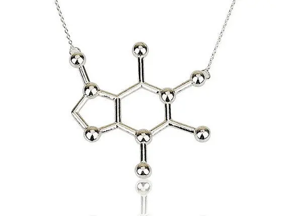 Caffeine Molecule Necklace Chemistry Structure Necklace Personalized Necklace N137 2