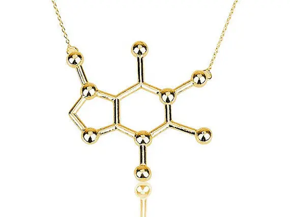 Caffeine Molecule Necklace Chemistry Structure Necklaces Vintage Power Necklace 10Pcs-N137 1