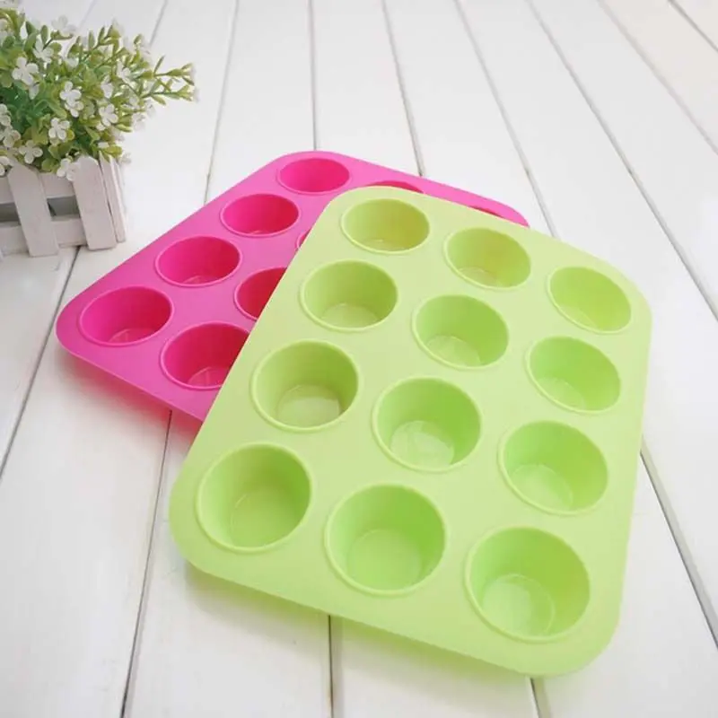 Cake Tools Fondant Kitchen Bakeware Silicone Metal Non-Stick 12 Cups Cupcake Baking Tray Mousse Cake Mold Muffin Pan 1