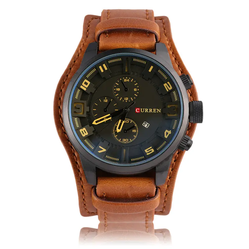 Calendar Show Waterproof Casual Businessquartz Watchleather Strap Watches Wristwatch Daily Wear 8225 1