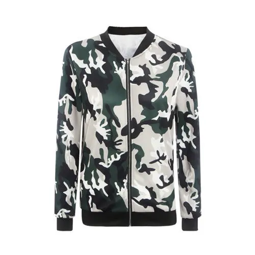 Camouflage Casual Jacket O Neck Long Sleeve Slim Coat Women Plus Size Women Basic Coats 1