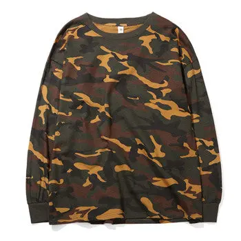 Camouflage Large Size T Shirts Camisa Masculina Tees Casual Slim Fit Long Sleeved O Neck T Shirts 1