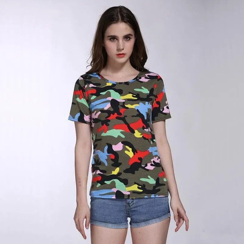 Camouflage Women T Shirt Short Sleeve Tee Shirt Femme Slim Plus Size Women Tops Casual Tee Shirt For Women 1
