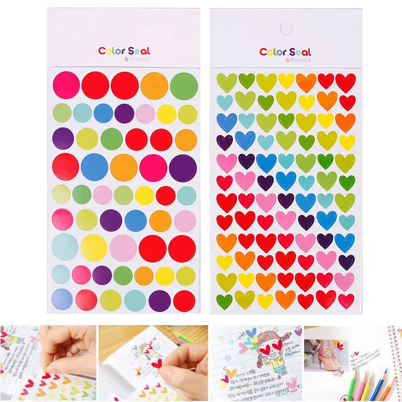 Candy Color 6 Pcs Rainbow Sticker Diary Planner Journal Scrapbook Ablums Po Decorative 64678 1