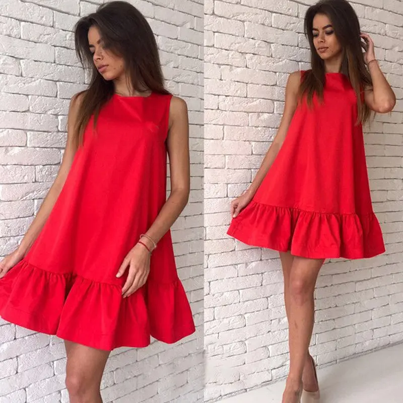 Candy Color Casual A Line Vestidos Women Dress Sexy Ruffles Sleeveless Bodycon Dresses Short Mini Cute Dress Gv248 1
