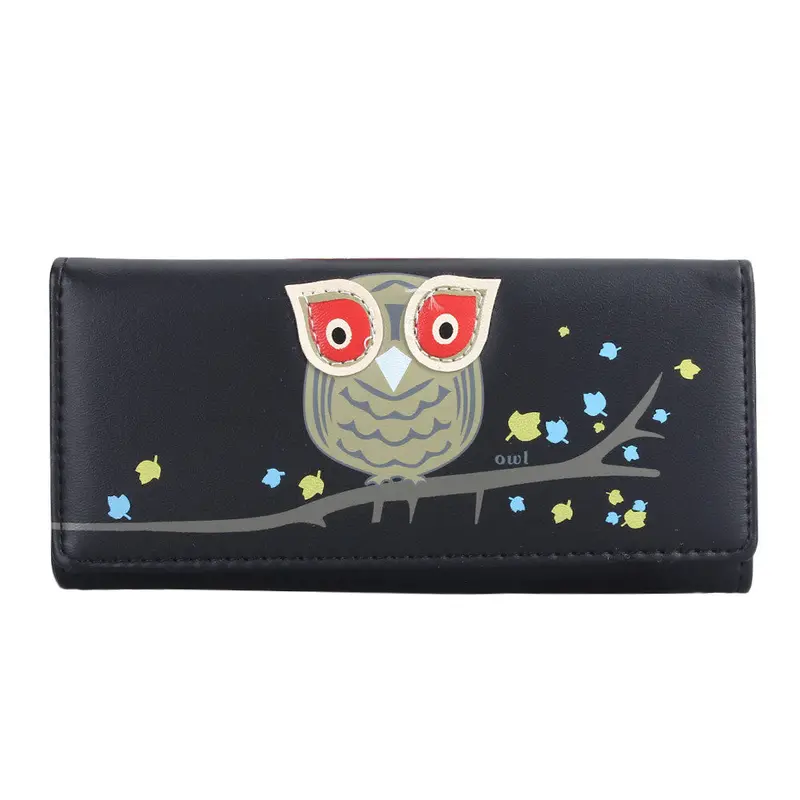Candy Colors Purse Owl Cartoon Print Leather Zipper Wallet Multiple Cards Holder Wallet For Girls Women Wallet 1