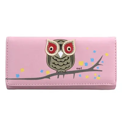 Candy Colors Purse Owl Cartoon Print Leather Zipper Wallet Multiple Cards Holder Wallet For Girls Women Wallet 4