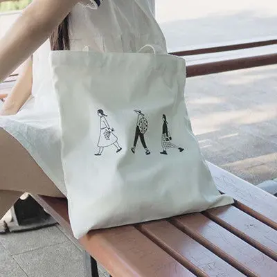 Canvas Women Bag Creative Printing Shoulder Bag Casual Tote Handbag Totes Shopper Travel Beach Bags Bolsas 1