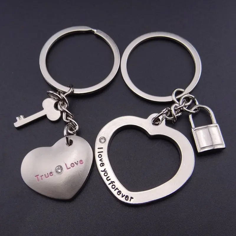 Car Key Chain I Love You Alloy Heart To Heart Keychain Keyring Set For Couples Lovers Feida 1