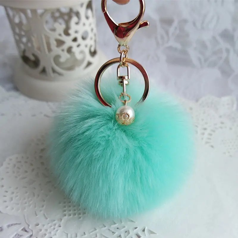 Car Keychain Rabbit Fur Ball Keychain Bag Plush Car Key Ring Car Key Holder Pendant Feida 1
