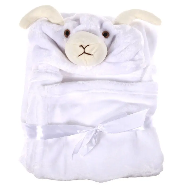 Cartoon Animals Flannel Toddler Bedding Baby Kid's Hooded Bath Towel Coral Velvet Toddler St Cute Blanket Baby Robe Bedding 2
